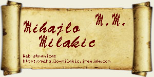 Mihajlo Milakić vizit kartica